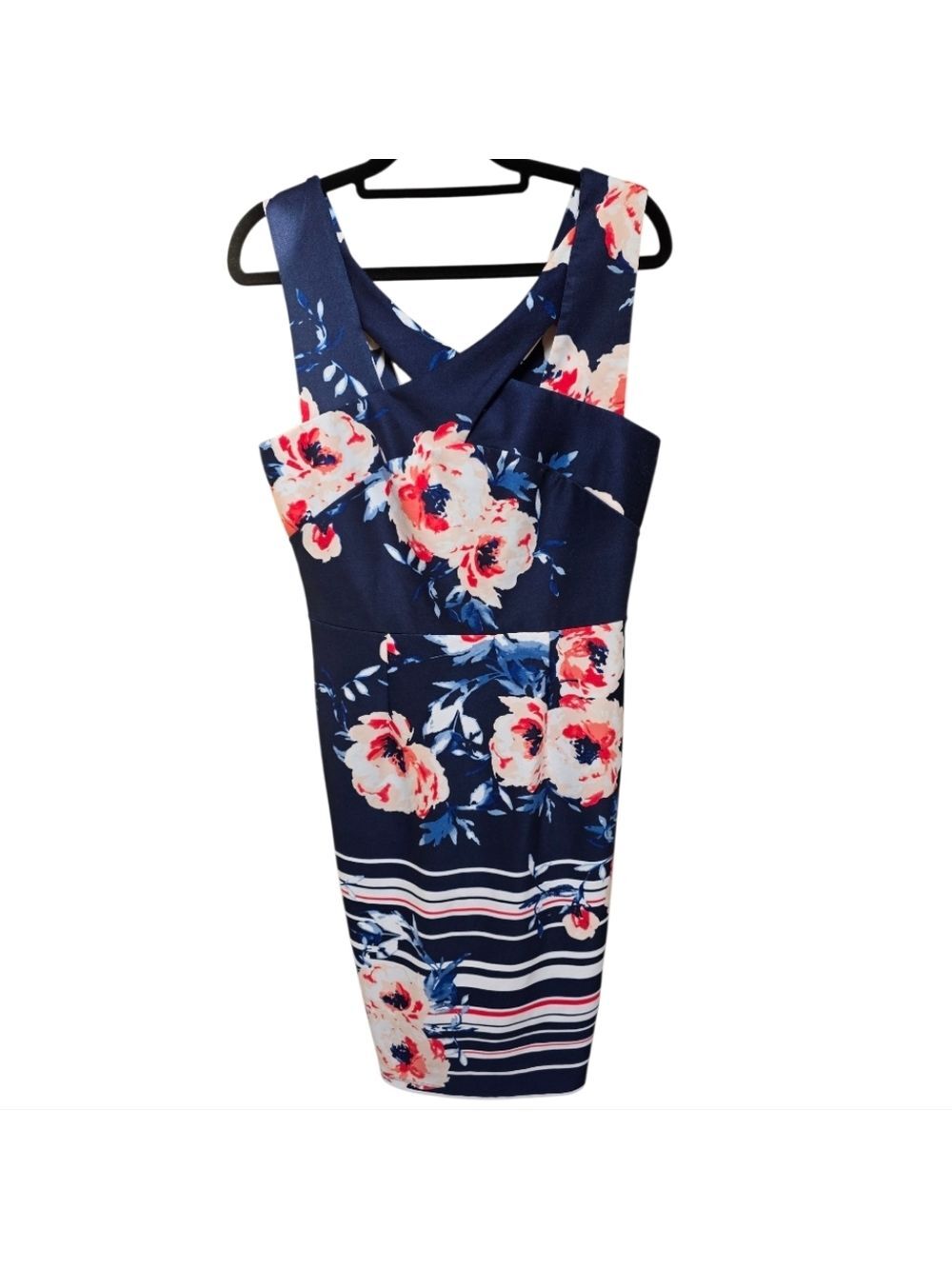 Ricki's Navy and Pink Floral Midi Dress